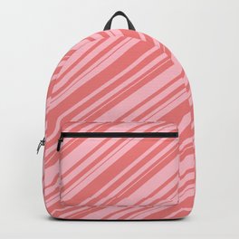 [ Thumbnail: Light Coral & Pink Colored Lines Pattern Backpack ]
