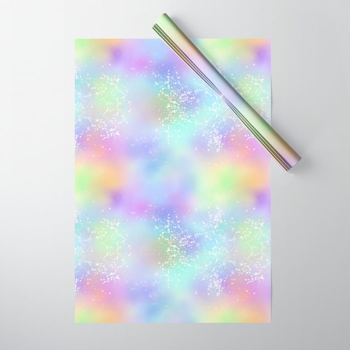 Pretty Holographic Glitter Rainbow Wrapping Paper by