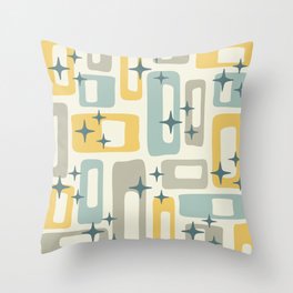 Mid Century Modern Abstract 132 Winter Yellow Gray and Blue Throw Pillow