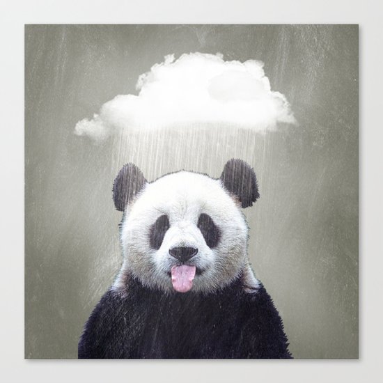 Panda Rain Canvas Print