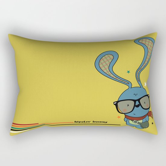 Hipster bunny Rectangular Pillow
