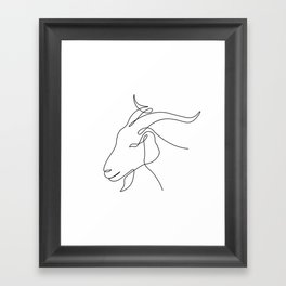 Goat Head Continuous Line Art Drawing  Framed Art Print