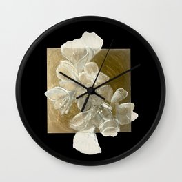 Golden Flowers Wall Clock | Nicolecahill, Pretty, Gold, Flowers, Black, Dark, Floral, Square, Coleyrose, Elegant 