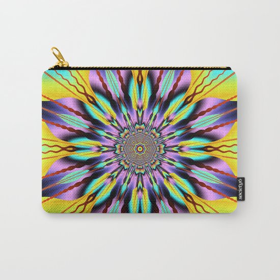 Fantasy sunflower with wavy rays and patterns Carry-All Pouch