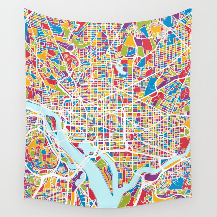 Washington DC Street Map Wall Tapestry