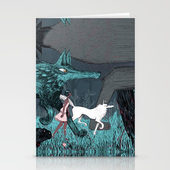 Woman Wolf wandering Stationery Cards
