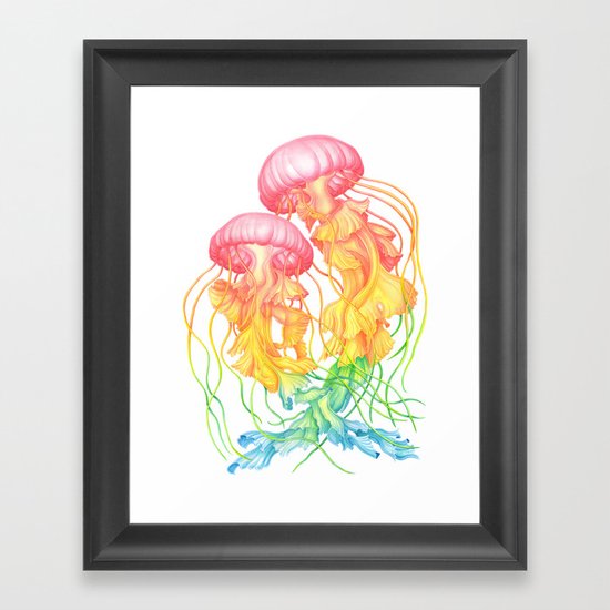 Rainbow Jellyfish Framed Art Print By Sanjanabaijnath Society6