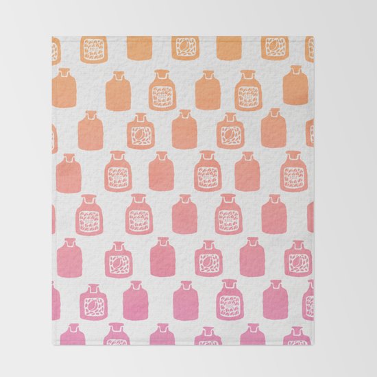 ROSE PERFUME BOTTLES - PEACH / PINK OMBRE Throw Blanket