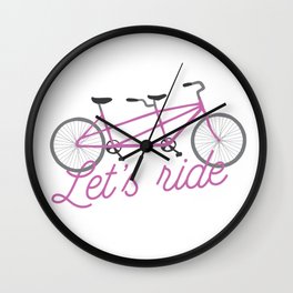 Let's Ride Tandem Bicycle - Purple Wall Clock