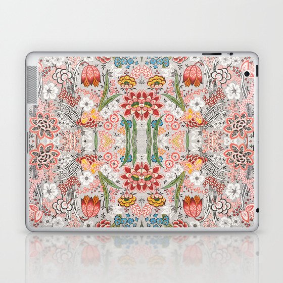Vintage Pink Flowers Art Deco Pattern Laptop & iPad Skin