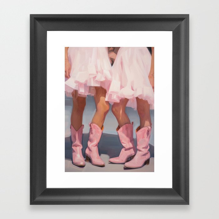 Cowgirl Couture | Twirling in Tulle & Boots Framed Art Print