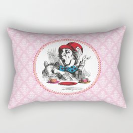 Alice in Wonderland | The Mad Hatter | Tea Party | Pink Damask Pattern | Rectangular Pillow