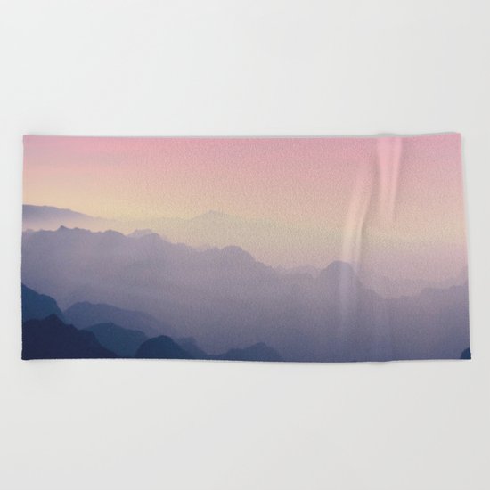 Foggy Mountains Beach Towel