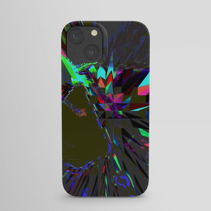 Seroenzyme Artsy atom look-alike, tiles, full of blocks, blurry and wavy colorful shapes of various sizes on plain wall iPhone Case