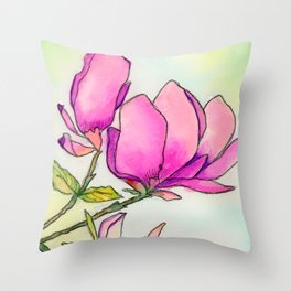 Fuchsia Magnolia Throw Pillow