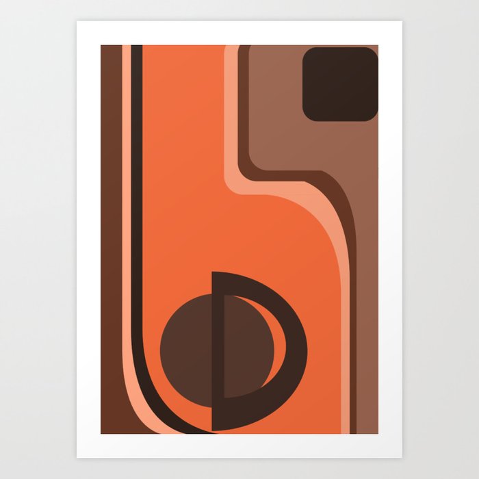 Mid Century Modern Graphic Design Achromatic Tones Art Print by