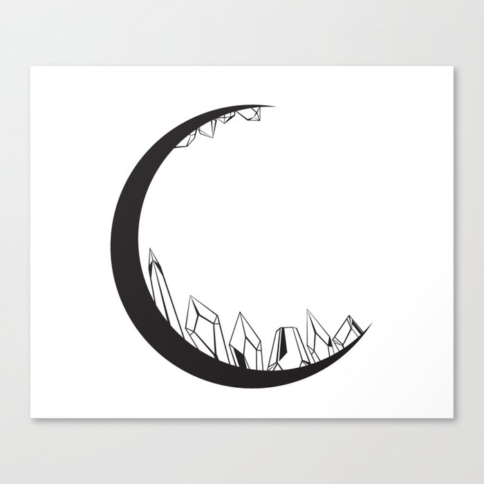 Crystal Moon - Black Canvas Print