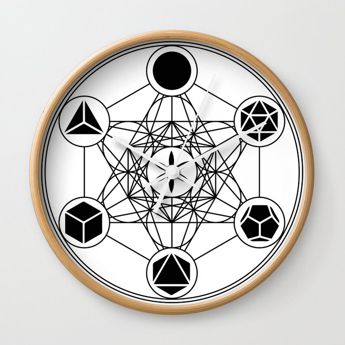 Platonic Solids Metatrons Cube Flower Of Life Wall Clock By