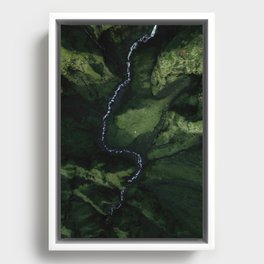 River In A Green Mountain Valley Framed Canvas