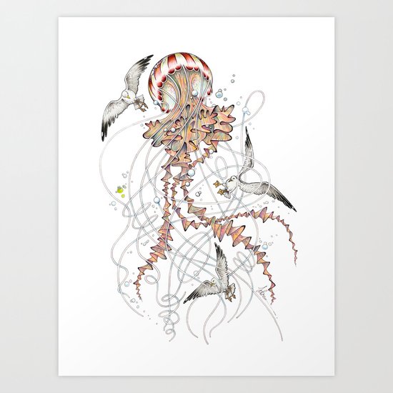 Compass Jellyfish Art Print