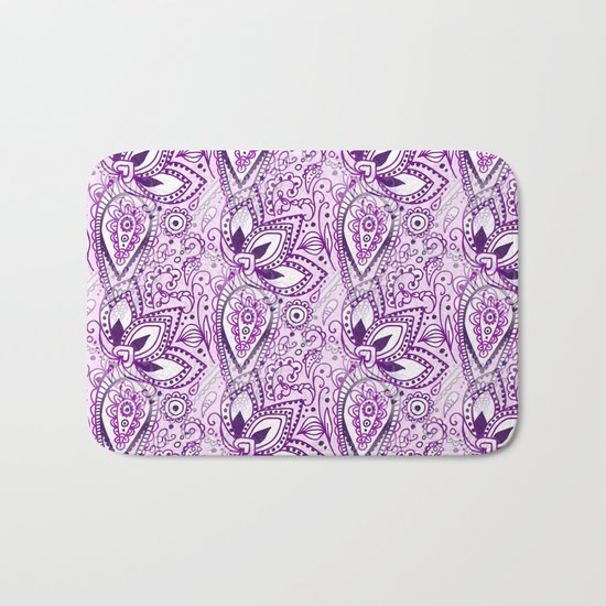 Boho Purple Paisley Doodle Bath Mat
