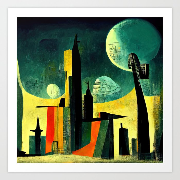 Abstract Futuristic Cityscape Art Print