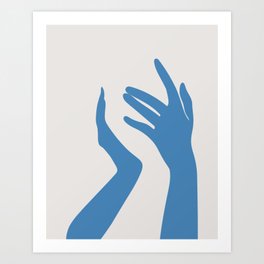 Woman's hands (blue) Art Print