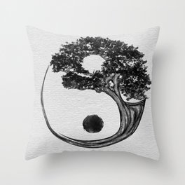 Yin Yang Tree Canvas Throw Pillow