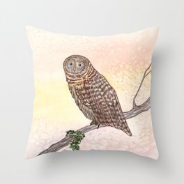 Barred Owl Watercolor Throw Pillow