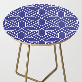 Navy Blue Tiles Retro Pattern Tiled Moroccan Art Side Table