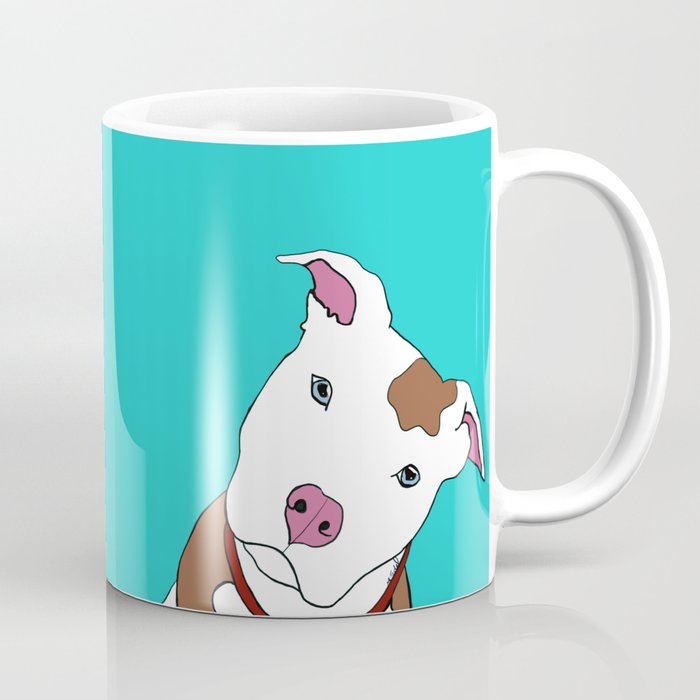 Pit bull Coffee Mug | Drawing, Pitbull, Dog, Pit-bull, Pibble, White-brown-pitbull, White, Brown