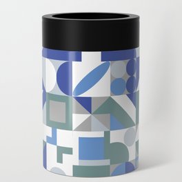Blue, Grey, Green Colorful Minimalist Geometric Design Gift Pattern Can Cooler