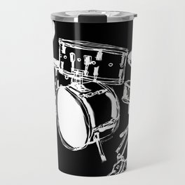 Drum Kit Rock Black White Travel Mug