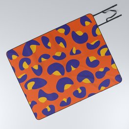 Abstract Seamless Leopard Print Pattern - Dark Slate Blue and Halloween Orange Picnic Blanket