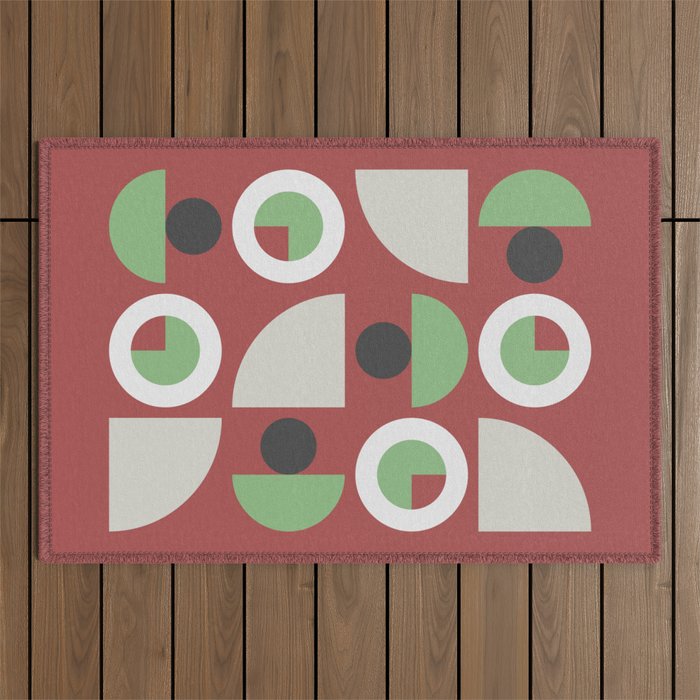 Classic geometric arch circle composition 32 Outdoor Rug