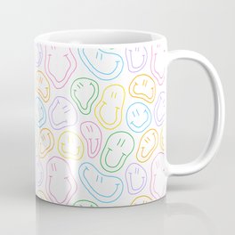 Funny melting smiling happy face colorful cartoon seamless pattern Mug