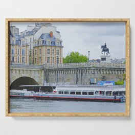Seine river cruise in Paris | Pont Neuf | Vintage vibes Serving Tray