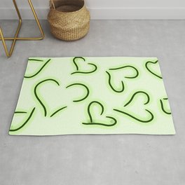 Cute Hearts Green Area & Throw Rug