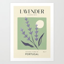 Lavender of Portugal | Matisse-Style Vintage Floral Print | Purple & Green Art Print