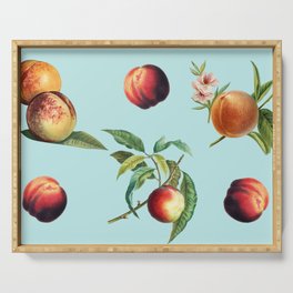 Vintage Peaches (Cyan Background) Serving Tray