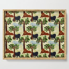 digital pattern with white, black and brown lions Serving Tray