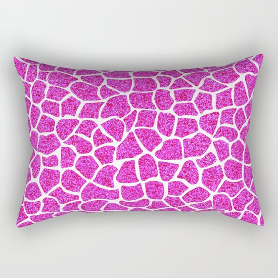 Pink Glitter Giraffe Print Rectangular Pillow