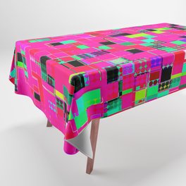 geometric pixel square pattern abstract background in pink green blue Tablecloth