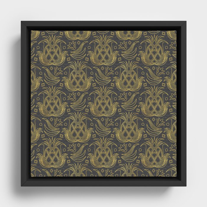 Luxe Pineapple // Textured Gray Framed Canvas