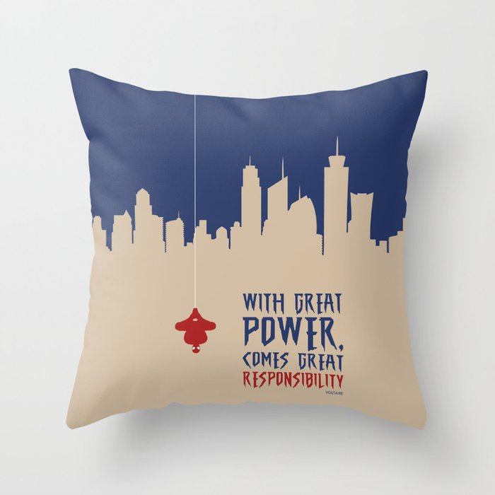 Lab No 4 Great Power Comes Great Responsibility Voltaire Quotes Poster Throw Pillow By Labno4 Society6