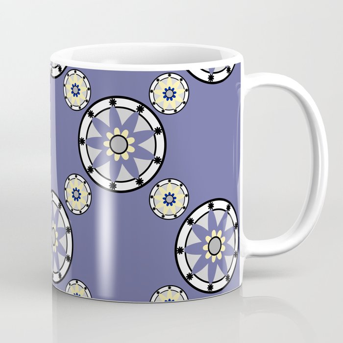 Purple Nine-Pointed Flower Pattern Coffee Mug