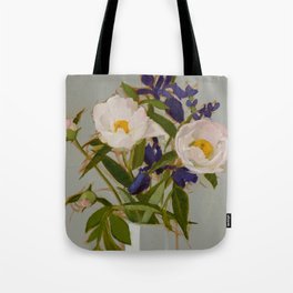  White Peonies and Wild Iris Tote Bag