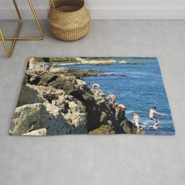 Jacob's Ladder - Newport Cliff Walk Cliff Diving, Rhode Island color photography / photographs Rug