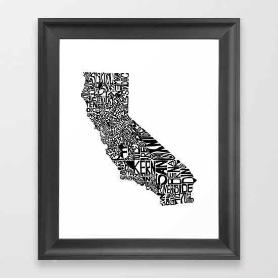 Typographic California Framed Art Print