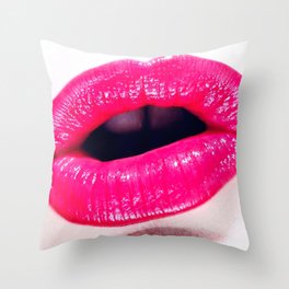 Hot Pink Lips Throw Pillow